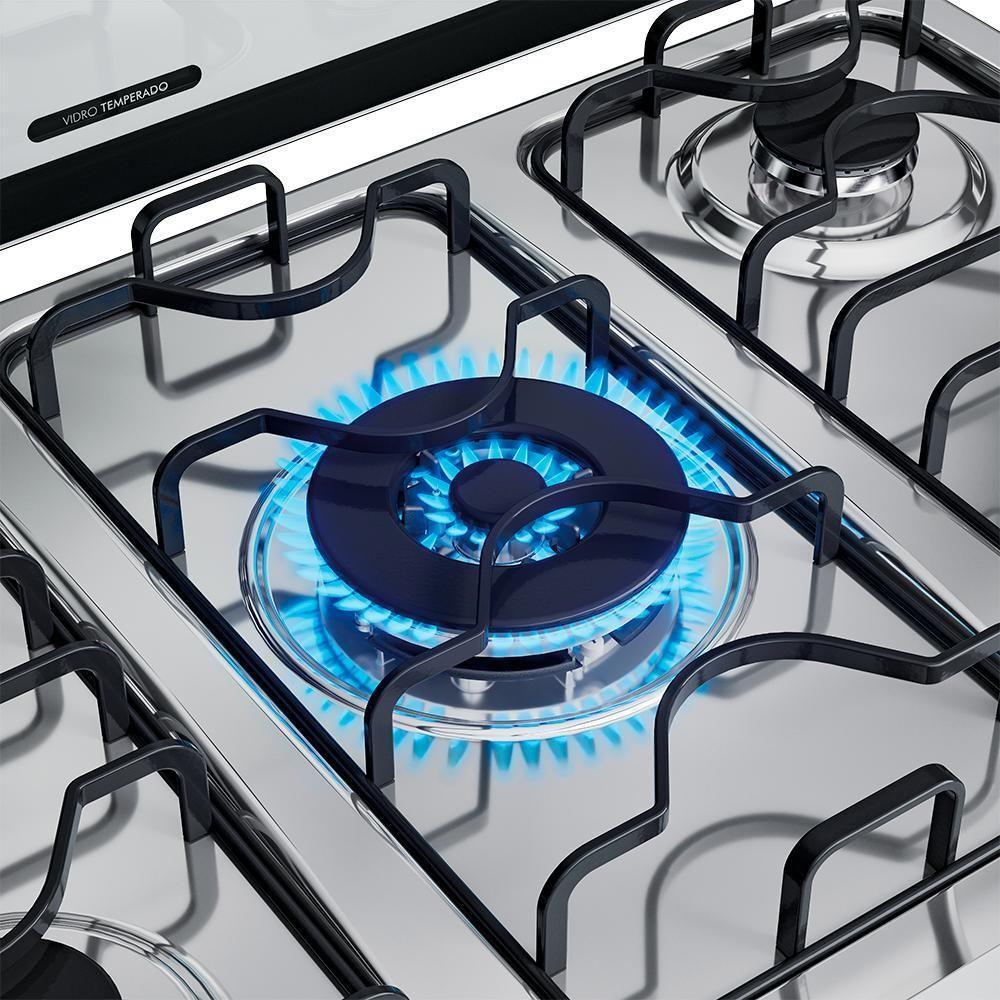 Fogão 5 Bocas Dako Magister Style Espelhado Com Mesa Inox Preto Bivolt - 6