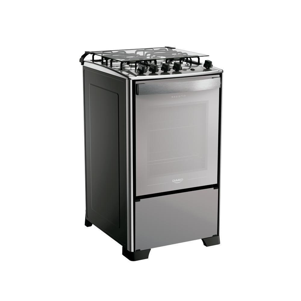 Fogão 4 Bocas Dako Magister Style Mesa Inox Espelhado Preto Bivolt - 2