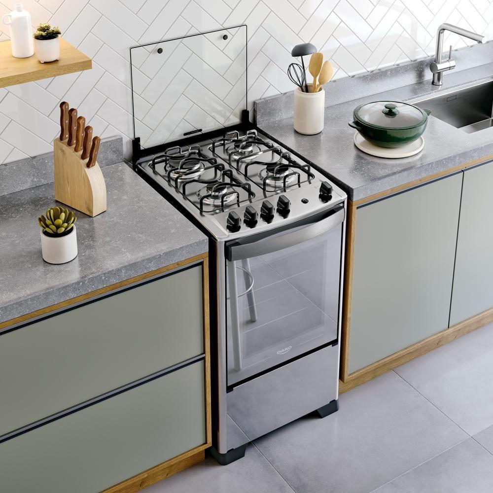 Fogão 4 Bocas Dako Magister Style Mesa Inox Espelhado Preto Bivolt - 6