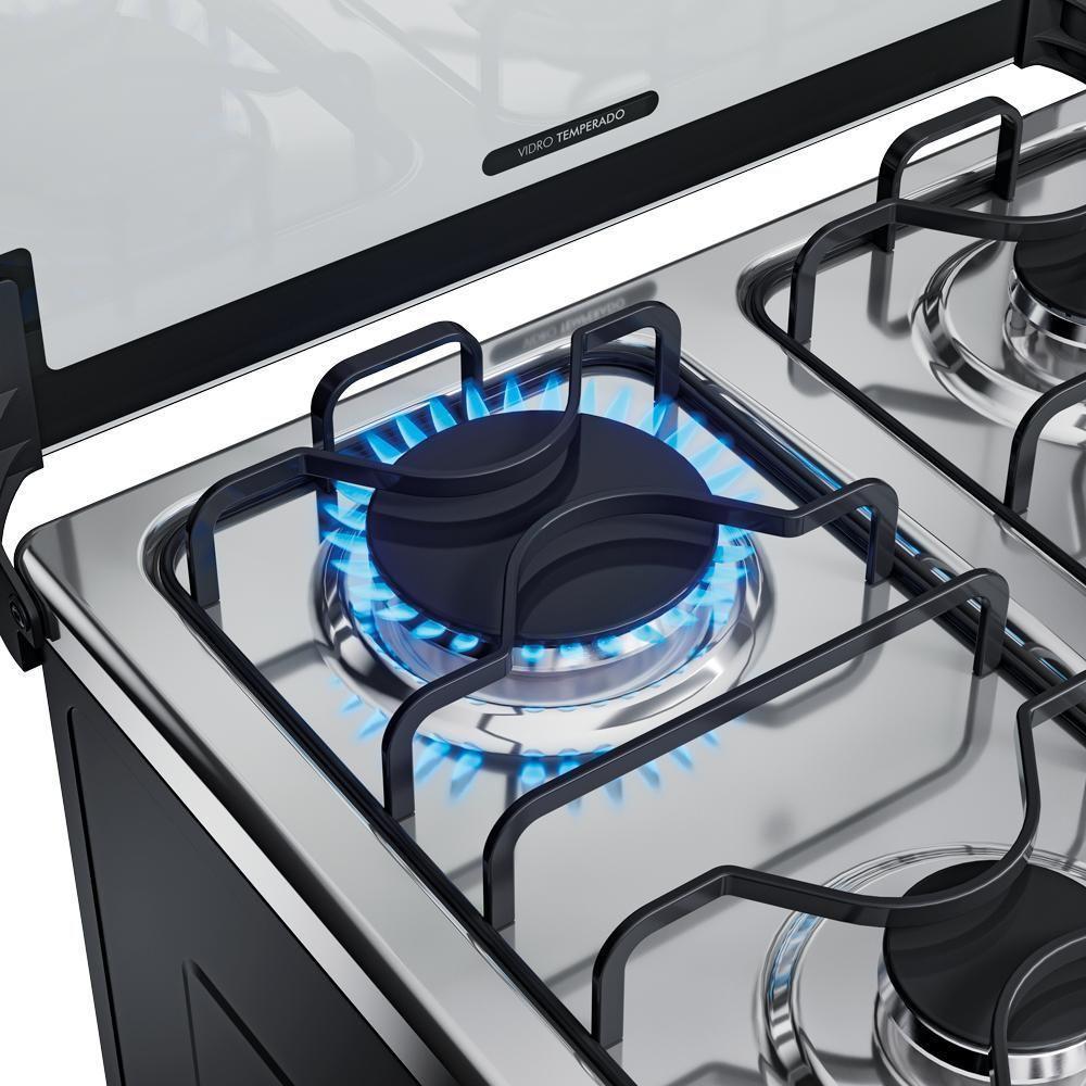 Fogão 4 Bocas Dako Magister Style Mesa Inox Espelhado Preto Bivolt - 7