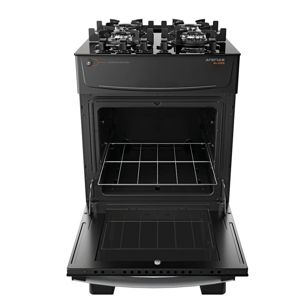 Fogão 4 Bocas Atlas Atenas Glass Mesa de Vidro Preto Bivolt - 2