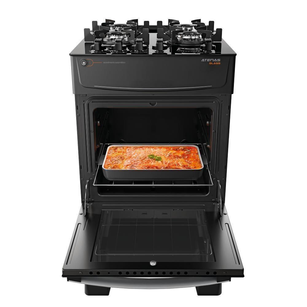 Fogão 4 Bocas Atlas Atenas Glass Mesa de Vidro Preto Bivolt - 3