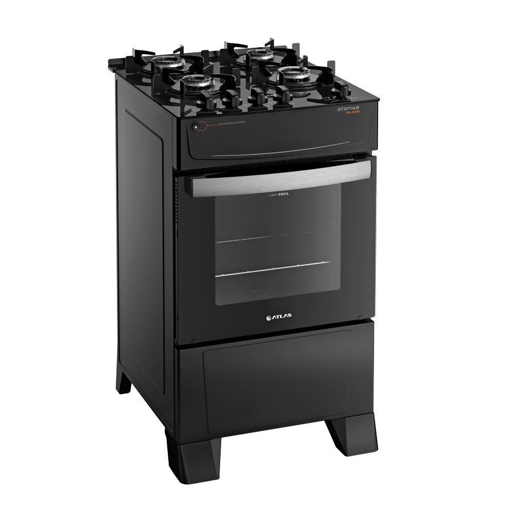 Fogão 4 Bocas Atlas Atenas Glass Mesa de Vidro Preto Bivolt - 4