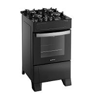 Fogão 4 Bocas Atlas Atenas Glass Mesa de Vidro Preto Bivolt