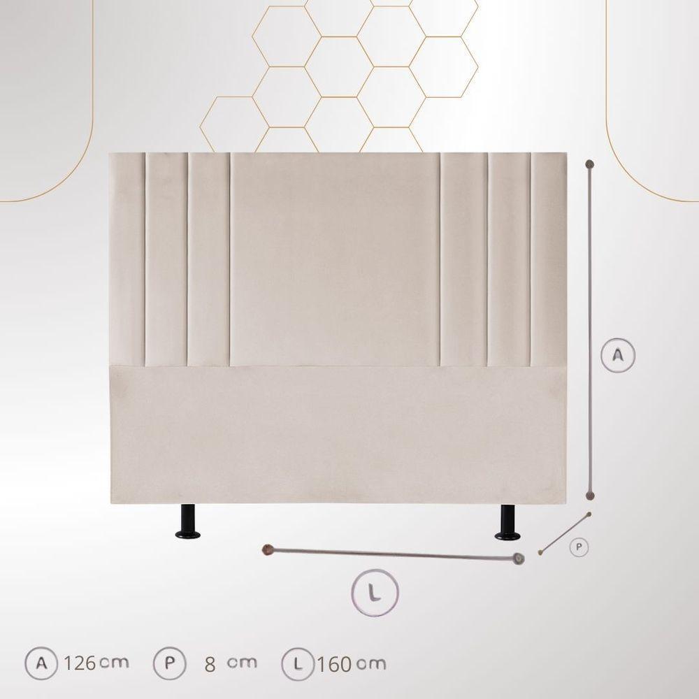 Cabeceira Linho 160 Cm Queen Estofada Cama Box Moderna Frame Preto - 3