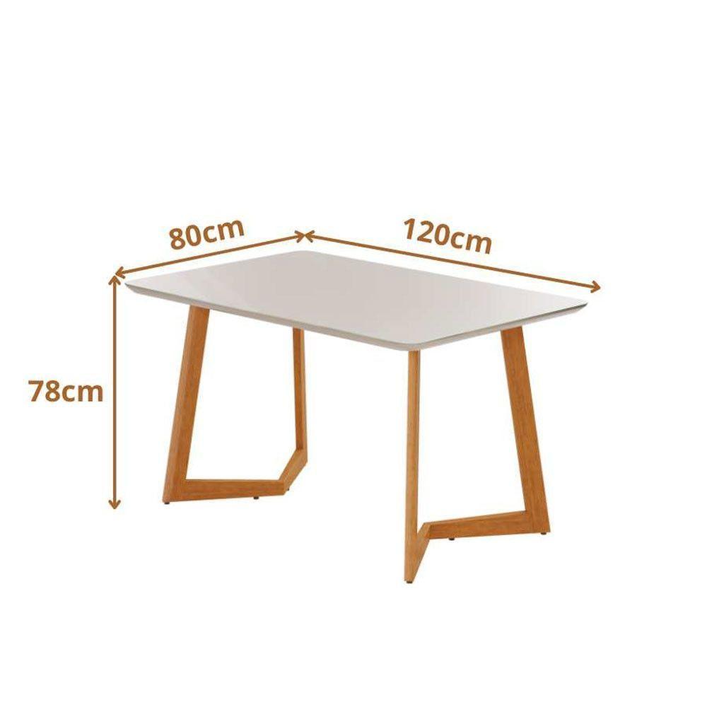 Mesa Jantar Fineza Tampo 120x80cm Com Vidro Pés Madeira Jcm Off White - 3