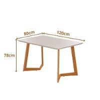 Mesa Jantar Fineza Tampo 120x80cm Com Vidro Pés Madeira Jcm Off White - 3
