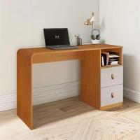 Escrivaninha Escritório Alice 2 Gavetas Puxador Em Couro Jcm Cinamomo Off - 1