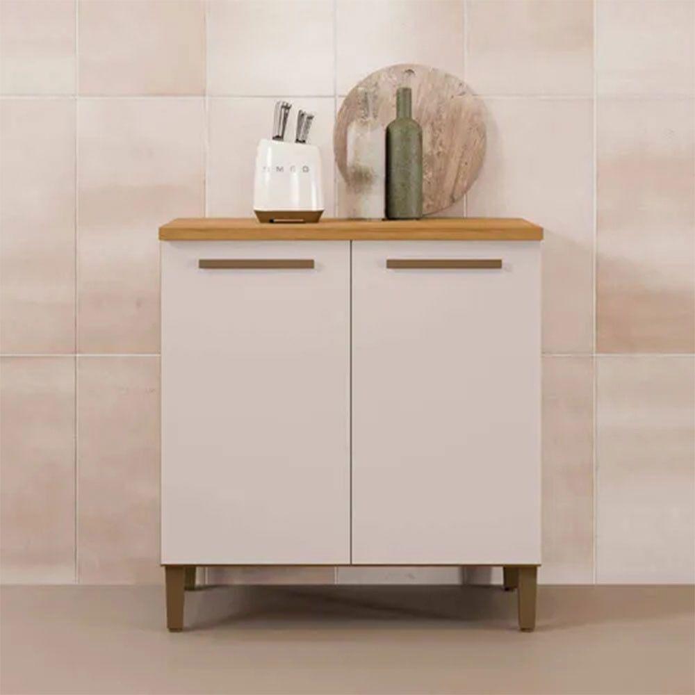 Balcão De Cozinha Ouro 2 Portas 80cm Mdf Arte Móveis Cinamomo Off - 3