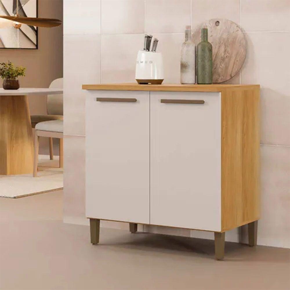 Balcão De Cozinha Ouro 2 Portas 80cm Mdf Arte Móveis Cinamomo Off - 4