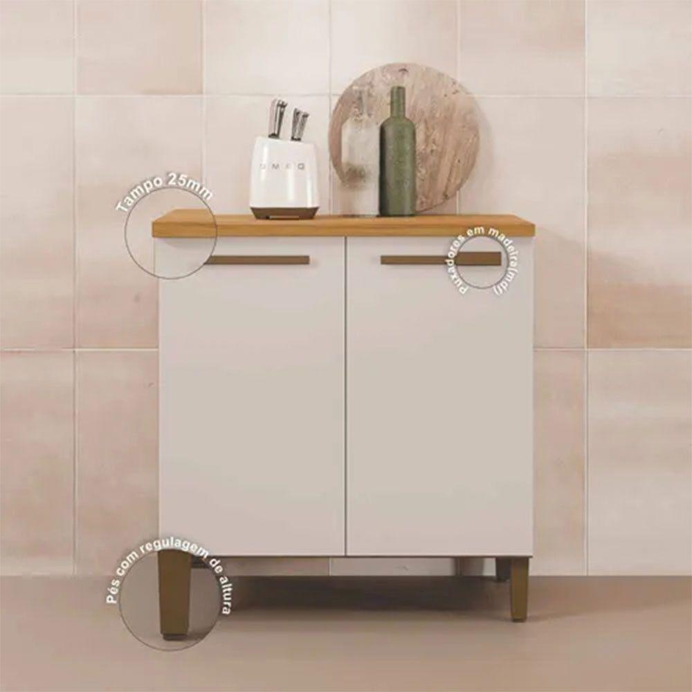 Balcão De Cozinha Ouro 2 Portas 80cm Mdf Arte Móveis Cinamomo Off - 5