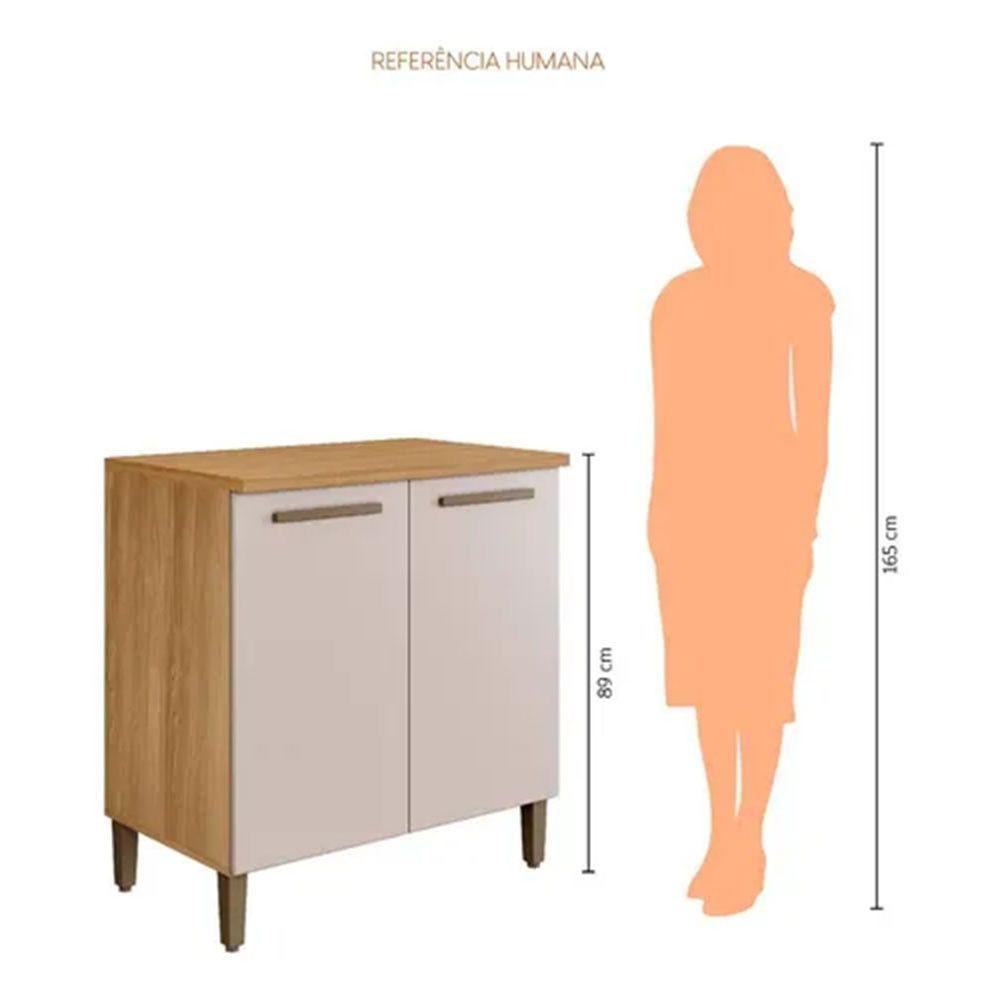 Balcão De Cozinha Ouro 2 Portas 80cm Mdf Arte Móveis Cinamomo Off - 8