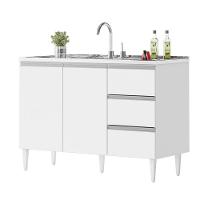 Balcão Salvador 1,20 Mt 3 Gavetas 2 Portas 100% Mdf Branco - 1