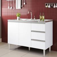 Balcão Salvador 1,20 Mt 3 Gavetas 2 Portas 100% Mdf Branco - 2