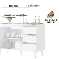 Balcão Salvador 1,20 Mt 3 Gavetas 2 Portas 100% Mdf Branco - 3