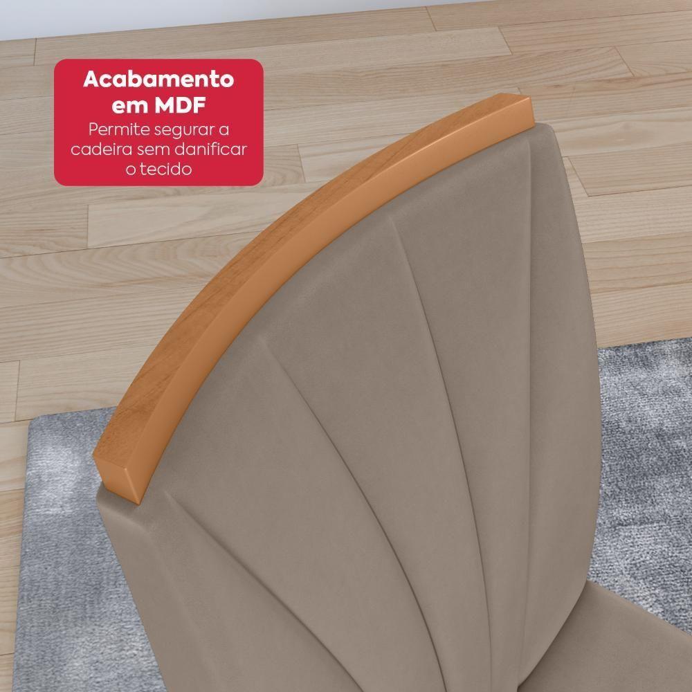 Conjunto Sala De Jantar Mesa Easy Tower 170x90cm Mdf/vidro Com 6 Cadeira Armoni Suede Bege Amendoa/off White - 8
