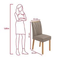 Conjunto Sala De Jantar Mesa Easy Tower 170x90cm Mdf/vidro Com 6 Cadeira Armoni Suede Bege Amendoa/off White - 3