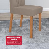Conjunto Sala De Jantar Mesa Easy Tower 170x90cm Mdf/vidro Com 6 Cadeira Armoni Suede Bege Amendoa/off White - 6