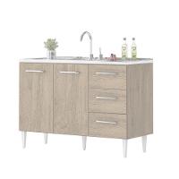 Balcão Vitória Para Pia De 1,20 2 Portas 3 Gavetas Castanho - 3