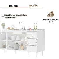 Balcão Recife 1,60 Mt - 3 Gavetas 3 Portas Branco - 3