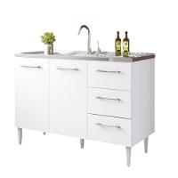 Balcão Vitória Para Pia De 1,20 2 Portas 3 Gavetas Branco - 2