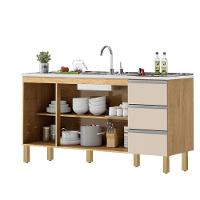 Balcão Recife 1,60 Mt - 3 Gavetas 3 Portas Amêndoa Off - 2