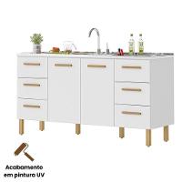 Balcão Belém Para Pia 1,60m Com Portas E Gavetas Branco - 2