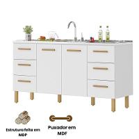 Balcão Belém Para Pia 1,60m Com Portas E Gavetas Branco - 3