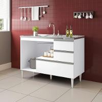 Balcão Maceió Para Pia 1,20 2 Portas Com Gavetão Branco - 2