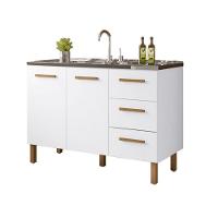 Balcão Fortaleza 3 Gavetas Para Pia 1,20 Mt Branco - 1