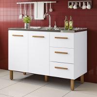 Balcão Fortaleza 3 Gavetas Para Pia 1,20 Mt Branco - 2