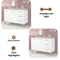 Balcão Fortaleza 3 Gavetas Para Pia 1,20 Mt Branco - 3