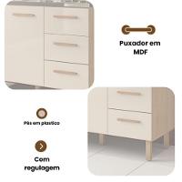 Balcão Fortaleza 3 Gavetas Para Pia 1,20 Mt Amêndoa Off - 3
