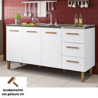 Balcão Fortaleza 3 Gavetas Para Pia 1,60 Mt Branco - 2