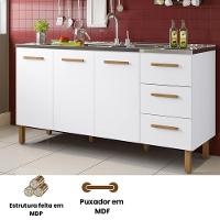 Balcão Fortaleza 3 Gavetas Para Pia 1,60 Mt Branco - 3