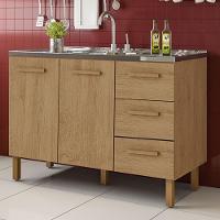 Balcão Fortaleza 3 Gavetas Para Pia 1,20 Mt Amêndoa - 2