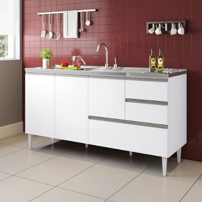 Balcão Maceió Para Pia 1,50 3 Portas Com Gavetão Branco