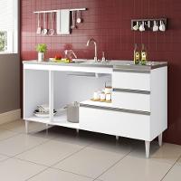 Balcão Maceió Para Pia 1,50 3 Portas Com Gavetão Branco - 2