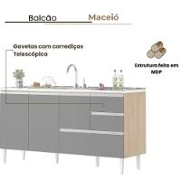 Balcão Maceió Para Pia 1,60 3 Portas Com Gavetão Amêndoa Grafite - 3