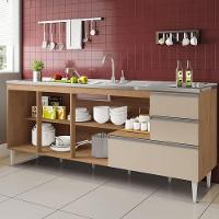 Balcão Maceió Para Pia 1,80 4 Portas Com Gavetão Amêndoa Off - 2