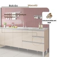 Balcão Maceió Para Pia 1,80 4 Portas Com Gavetão Amêndoa Off - 3