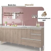 Balcão Maceió Para Pia 2,00 Mt 4 Portas Com Gavetão Castanho - 2