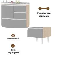 Balcão Maceió Para Pia 2,00 Mt 4 Portas Com Gavetão Amêndoa Grafite - 3
