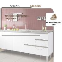 Balcão Maceió Para Pia 2,00 Mt 4 Portas Com Gavetão Branco - 3