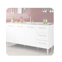 Balcão Vitória Para Pia De 1,60 3 Portas 3 Gavetas Branco - 3