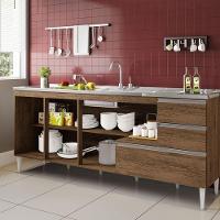 Balcão Maceió Para Pia 1,80 4 Portas Com Gavetão Castanho - 2