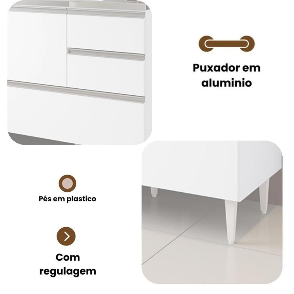 Balcão Maceió Para Pia 1,60 3 Portas Com Gavetão Branco - 2