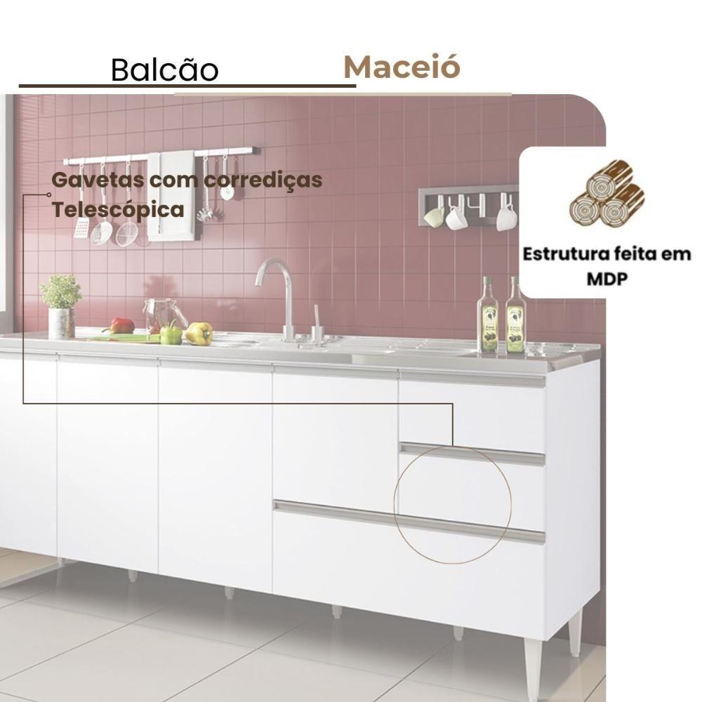 Balcão Maceió Para Pia 1,80 4 Portas Com Gavetão Branco - 3