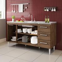 Balcão Vitória Para Pia De 1,60 3 Portas 3 Gavetas Castanho - 2