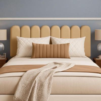 Cabeceira Design Nuvem 60x20cm Queen Size 8 Placas Em Suede areia